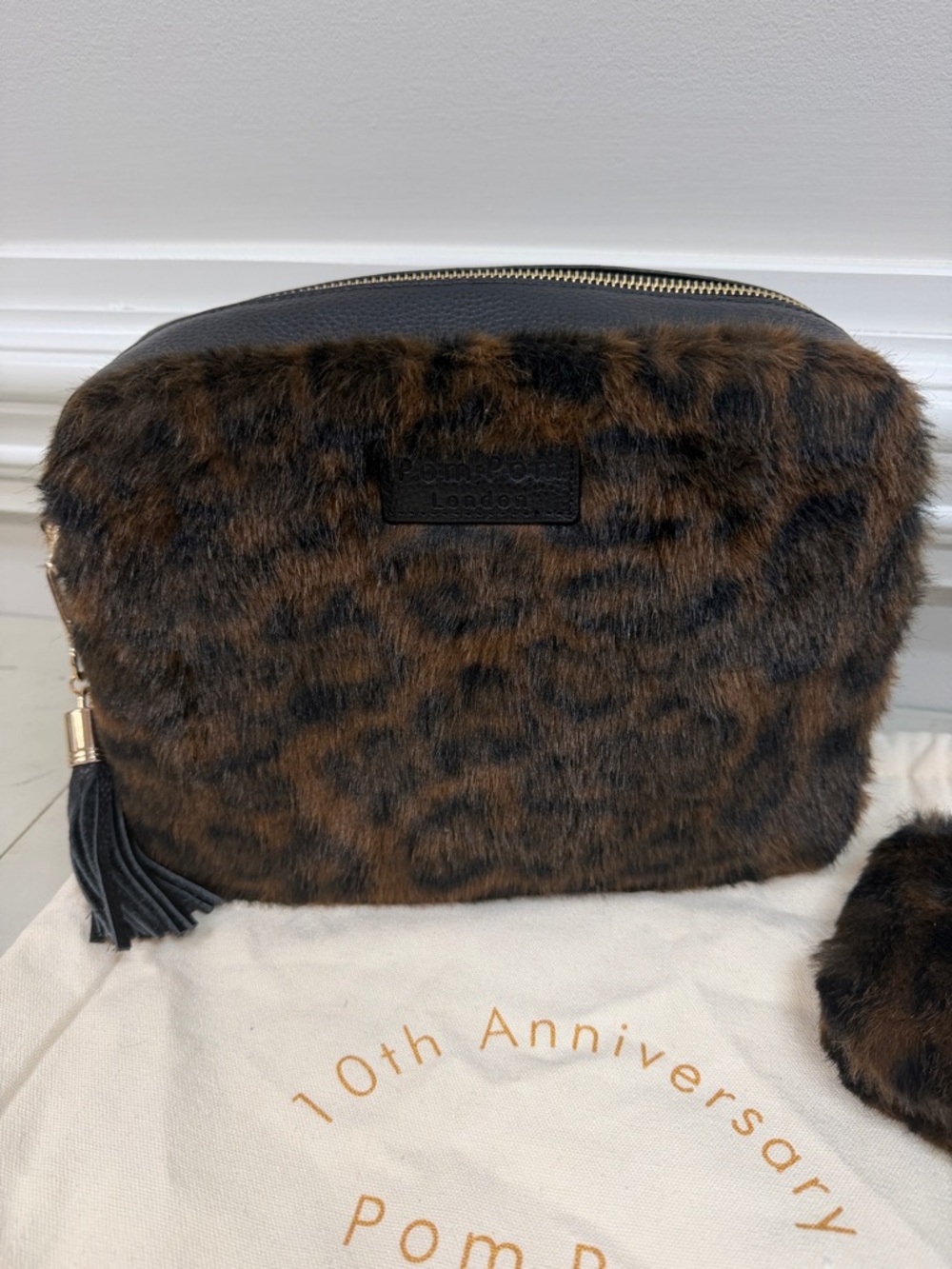 Pom Pom London City Plus Bag Leopard Print Faux Fur Black Bundle! - Picture 5 of 15